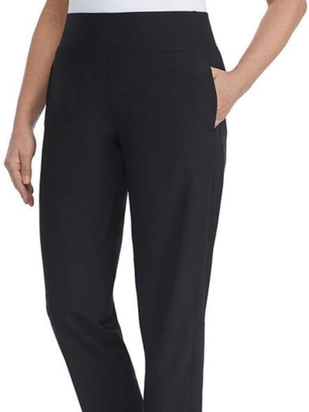 Kirkland Signature Women's Black Waistband Pull-On Casual Ankle Pants Size L